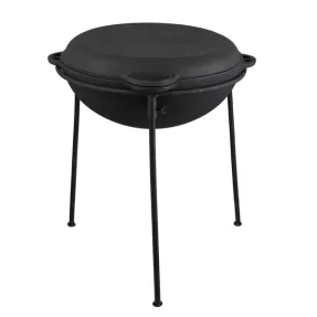 Cazan din fonta cu trepied si capac tigaie 13 jpg