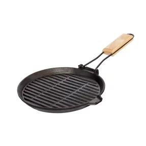Tigaie grill din fontă cu mâner lemn detașabil 25cm