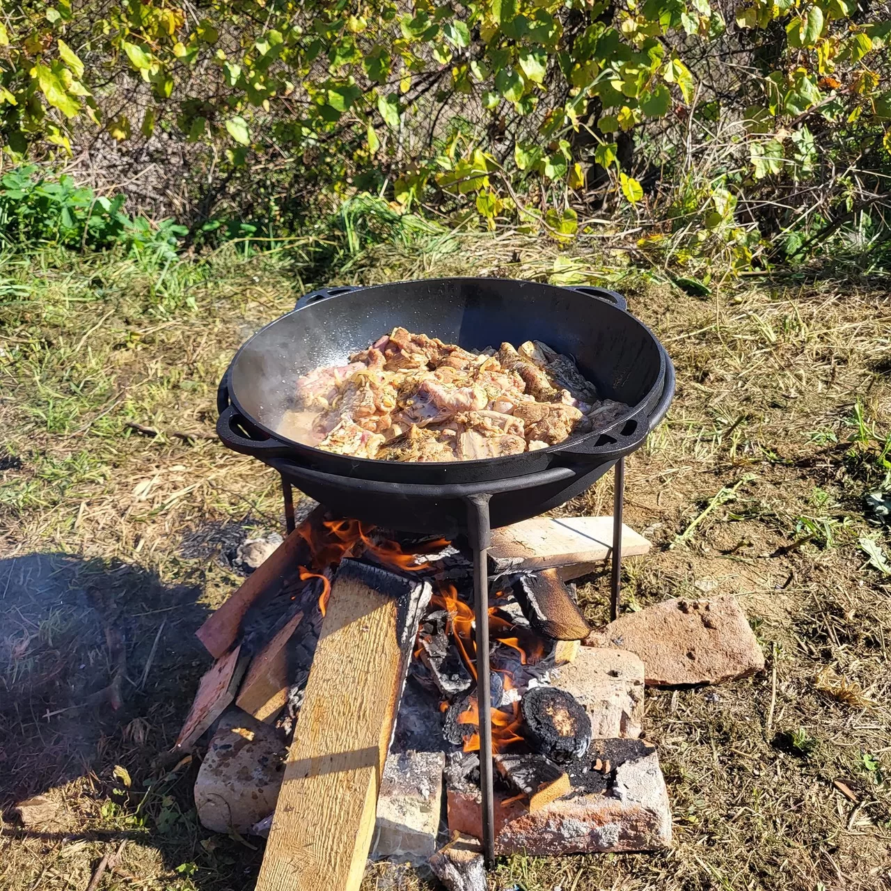Miel la ceaun de fonta - carne in cazan1