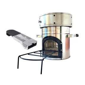 Set 2 în 1: Aragaz pe lemne EcoZoom INOX și Arzător JET-FLAME