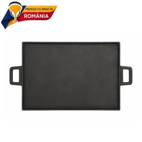 PLITĂ DIN FONTĂ NETEDĂ CU BORDURĂ ȘI DOUĂ MÂNERE 410 x 310 mm
