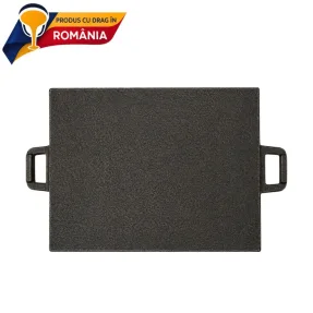 plita din fonta neteda cu bordura si doua manere 410 x 310 mm 499322