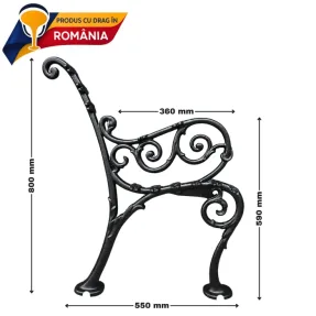 picior din fonta pentru banca 800 x 590 mm 696741